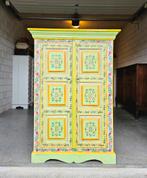Vintage handbeschilderde mango houten meidenkast linnenkast, Ophalen of Verzenden