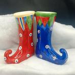 2 Fraaie  Kerst Elf Vazen Handgeschilderd 20cmh, Ophalen of Verzenden, Zo goed als nieuw