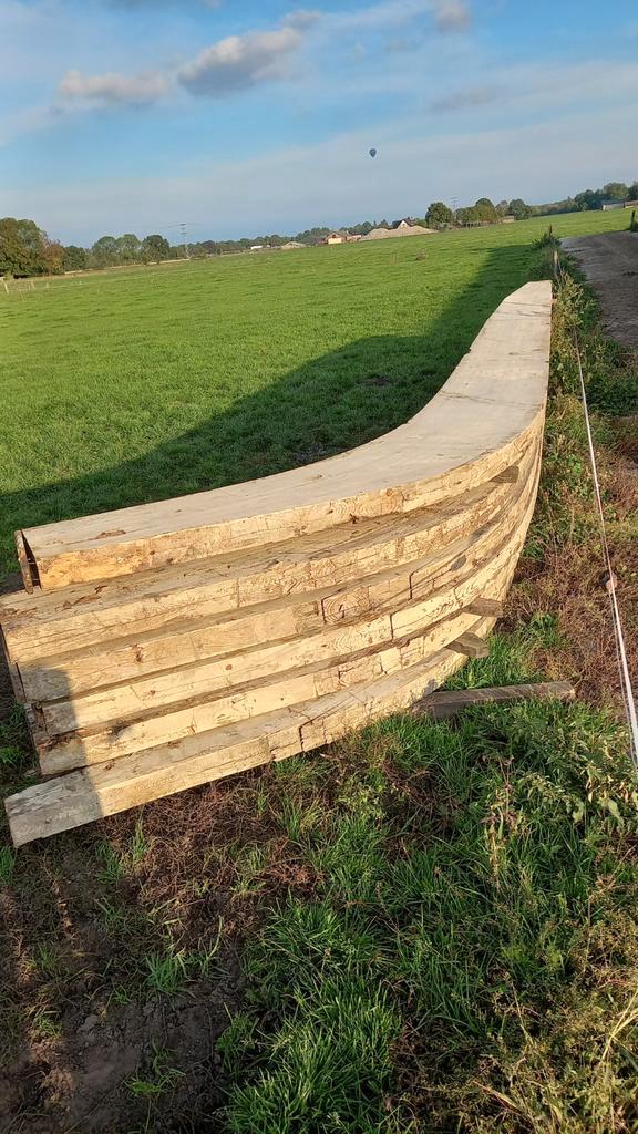 6 Houten Heko Spanten - 11.5m Steekmaat, Tuin en Terras, Palen, Balken en Planken, Gebruikt, Overige typen, 250 cm of meer, Ophalen