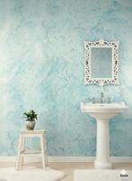 6845 vintage marmerlook behang zacht blauw swiet, Ophalen of Verzenden, 50 tot 75 m², Wit