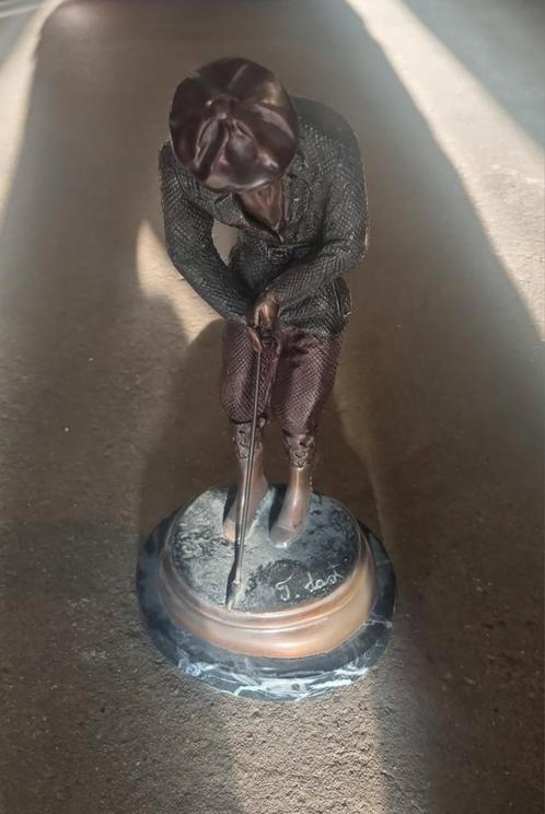 Brons beeld golfer putter gesigneerd J Dast, Antiek en Kunst, Kunst | Beelden en Houtsnijwerken, Ophalen of Verzenden