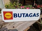 Shell emaillebord Langcat Bussum butagas antiek, Ophalen of Verzenden, Zo goed als nieuw