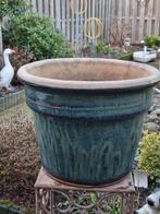 Bloempot voor buiten keramiek       blauw/groen  diam. 43 cm, Ophalen, Steen, Gebruikt, Minder dan 60 cm