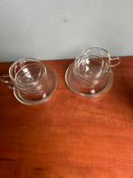 Glazen kopjes met schotels, Ophalen of Verzenden, Effen, Kop(pen) en/of Schotel(s), Glas