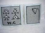 Twee wandlampjes design Yves Blayo + schaaltje, Ophalen of Verzenden, Gebruikt, Glas