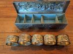 Servetringen in metalen box, Antiek en Kunst, Antiek | Bestek, Ophalen of Verzenden