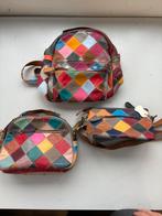 (E) Set van 3 tassen, echt leer – kleurrijk patchwork design, Sieraden, Tassen en Uiterlijk, Tassen | Schoudertassen, Verzenden