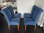 Eettafel stoelen Gelderland Jan des Bouvrie 4x, Blauw, Vier, Gebruikt, Hout