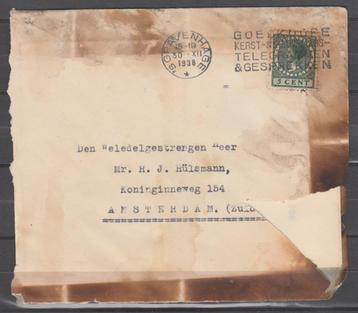 Nederland Poststuk 1938 uit brand gered beschikbaar voor biedingen