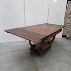 OUDE HOUTEN GELEEFDE UITSCHUIFBARE CAFE /STAMTAFEL 130X100, Antiek en Kunst, Antiek | Meubels | Stoelen en Banken, Ophalen