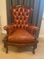 Prachtige Barok Stoel met Lederen Bekleding, Ophalen, Gebruikt, Minder dan 75 cm, 50 tot 75 cm