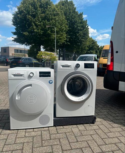 BOSCH SERIE 6 SET WARMTEPOMPDROGER + WASMACHINE, Witgoed en Apparatuur, Wasmachines, Refurbished, Voorlader, 8 tot 10 kg, 85 tot 90 cm