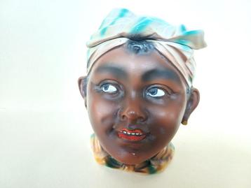 art deco beeldje snoeppot, koekjespot, Afrikaanse dame beschikbaar voor biedingen