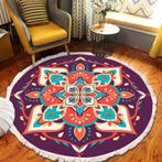 Vintage katoenen tapijt wasbaar rond kleed 100CM abstract, Rond, Nieuw, Ophalen of Verzenden, A