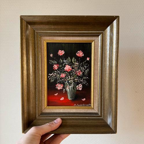 Vintage Olieverf Schilderij op Doek Stilleven Boeket Bloemen, Antiek en Kunst, Kunst | Schilderijen | Klassiek, Ophalen of Verzenden