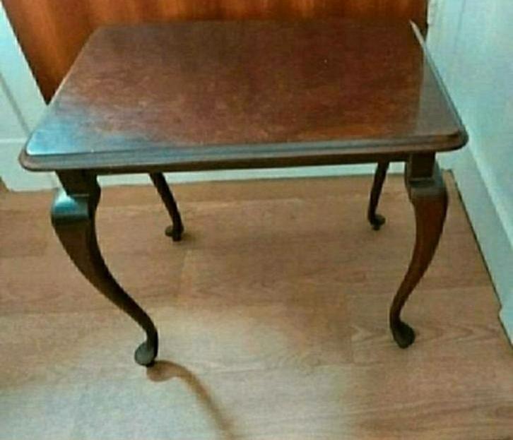 THEETafeltje,bruin,Bruinzeel,Notenhout,tafeltje,4 poten, Antiek en Kunst, Antiek | Meubels | Tafels, Ophalen of Verzenden