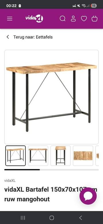 vidaxl bartafel mango hout 150cm beschikbaar voor biedingen