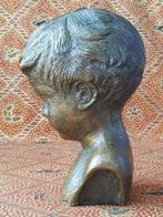 Prachtige originele oude bronzen buste van een kind 16,7 cm., Antiek en Kunst, Ophalen of Verzenden, Brons