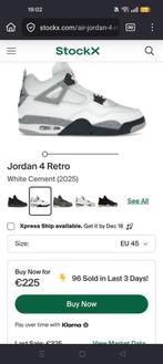 Jordan 4 Cement Maat 45 - Zo goed als nieuw!, Ophalen of Verzenden, Zo goed als nieuw, Jordan, Sneakers of Gympen
