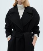 Zwarte Manteco wollen jas - Maat M/L - Zo goed als nieuw, Ophalen of Verzenden, Zo goed als nieuw, Maat 38/40 (M), Zwart