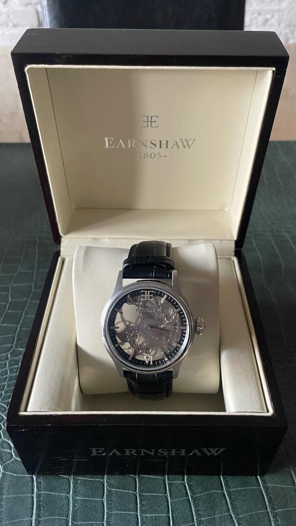 Thomas Earnshaw Bauer Skeleton, Sieraden, Tassen en Uiterlijk, Horloges | Heren, Gebruikt, Polshorloge, Overige merken, Leer, Ophalen of Verzenden