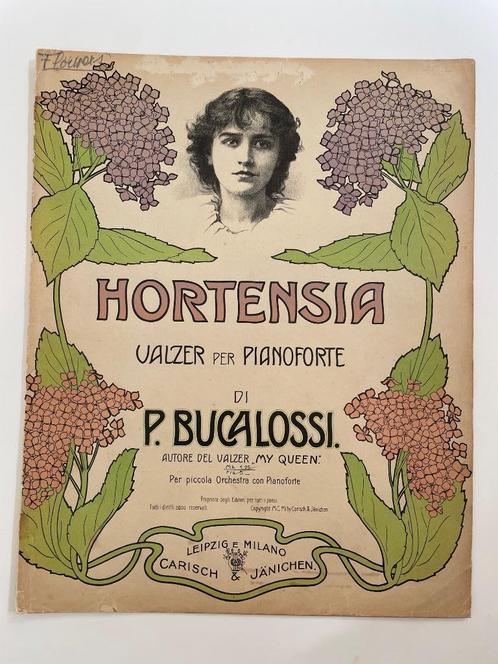 oude partituur, bladmuziek, Italie 1900, Hortensia, Muziek en Instrumenten, Bladmuziek, Gebruikt, Artiest of Componist, Klassiek