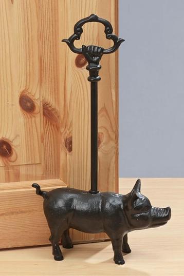 Leuke en originele Deurstopper Varken, zwart gietijzer beschikbaar voor biedingen