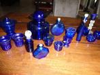 *Prachtige antieke collectie (16 ex.) blauw Boheems glas, Ophalen of Verzenden
