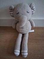 Knuffel olifant Evora gebreid gehaakt grijs 37 cm L959, Ophalen of Verzenden, Zo goed als nieuw, Olifant