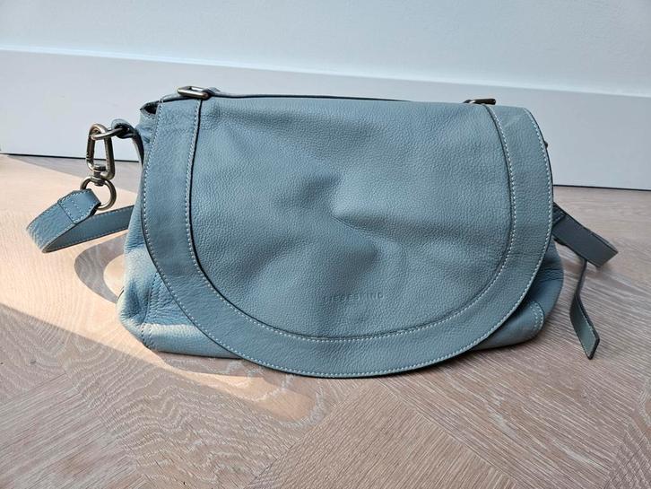 Blauw-grijze leren schoudertas Liebeskind, Sieraden, Tassen en Uiterlijk, Tassen | Schoudertassen, Zo goed als nieuw, Overige merken