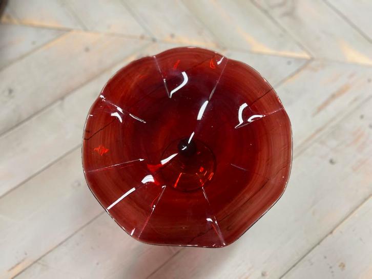 Handgeblazen Glazen Bonbonnière - Rood, Antiek en Kunst, Antiek | Schalen, Ophalen of Verzenden