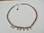 Zilveren ketting van 42 - 46 cm Parels steenkralen en zilver, Verstelbaar, Verzenden, Zo goed als nieuw, Zilver