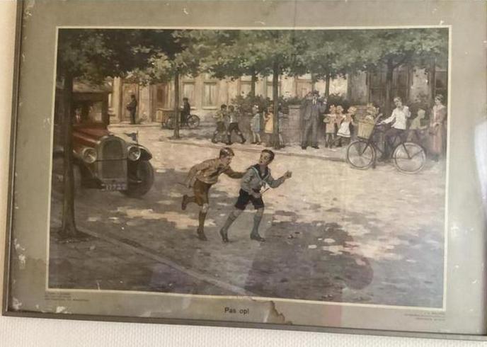 Antieke Schoolplaat Verkeer: Pas Op, Antiek en Kunst, Antiek | Schoolplaten, Stad- en Dorpsgezichten, Ophalen
