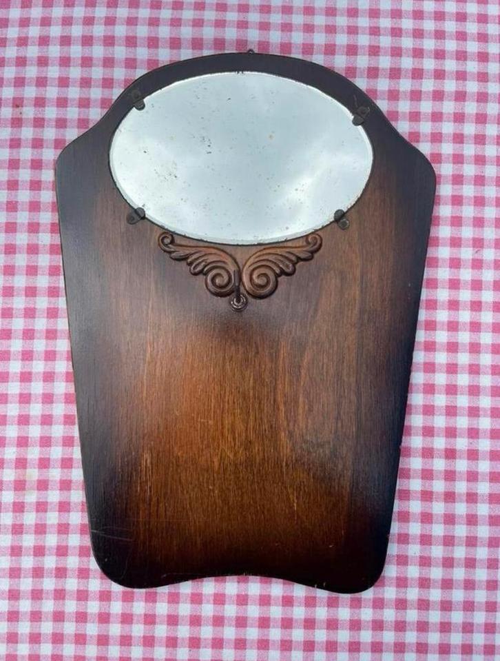 Retro spiegeltje met geslepen glas, Antiek en Kunst, Antiek | Spiegels, Minder dan 50 cm, Minder dan 100 cm, Overige vormen, Ophalen of Verzenden