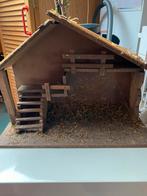 Nog mooie HOUTEN KERSTSTAL met RIETEN DAKJE, Ophalen of Verzenden, Gebruikt