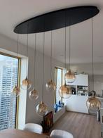 Elegante hanglamp met 8 glazen bollen in amber kleur, Ophalen, Zo goed als nieuw, Glas, Minder dan 50 cm