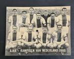 Oude voetbal elftalkaart Ajax 1960 kampioen single Swart, Ophalen of Verzenden, Gebruikt, Ajax, Poster, Plaatje of Sticker