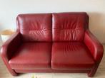 Keurig lederen 2 persoons bankstel incl kussens, Huis en Inrichting, Banken | Bankstellen, Ophalen, Zo goed als nieuw, 75 tot 100 cm