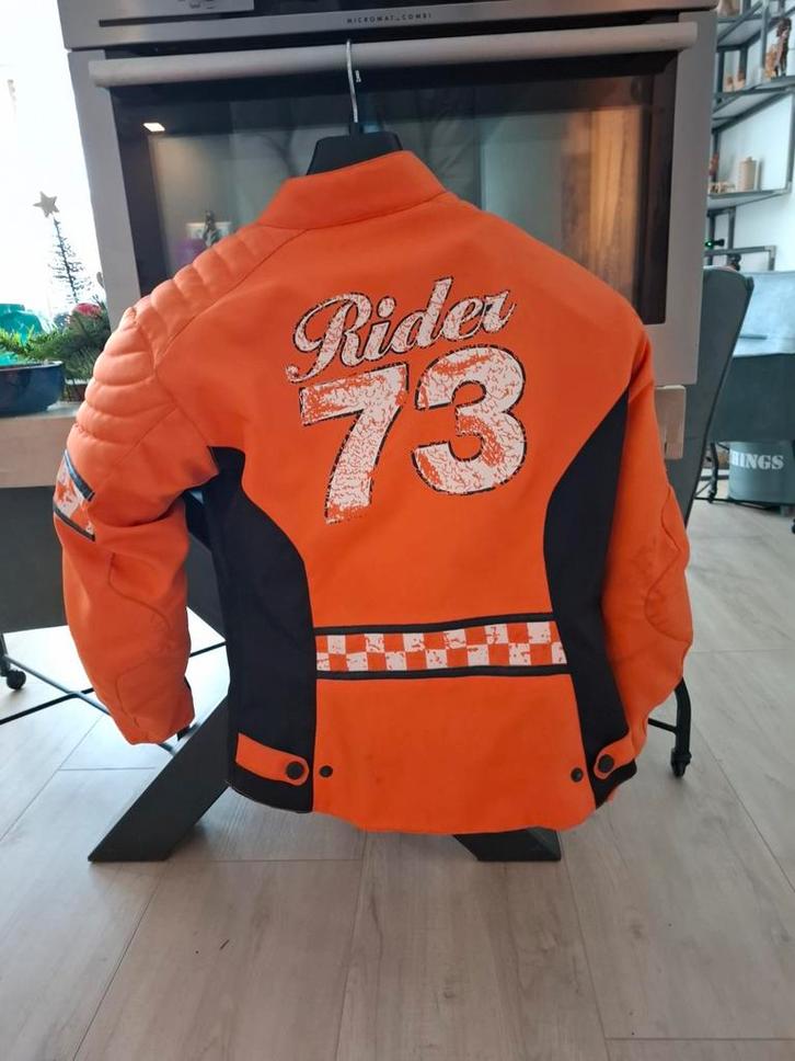 Oranje Motorjas 'Rider 73' - Stijlvol en veilig!, Motoren, Kleding | Motorhelmen, Dames, Heren, Kinderen, Overige typen, S, Overige merken