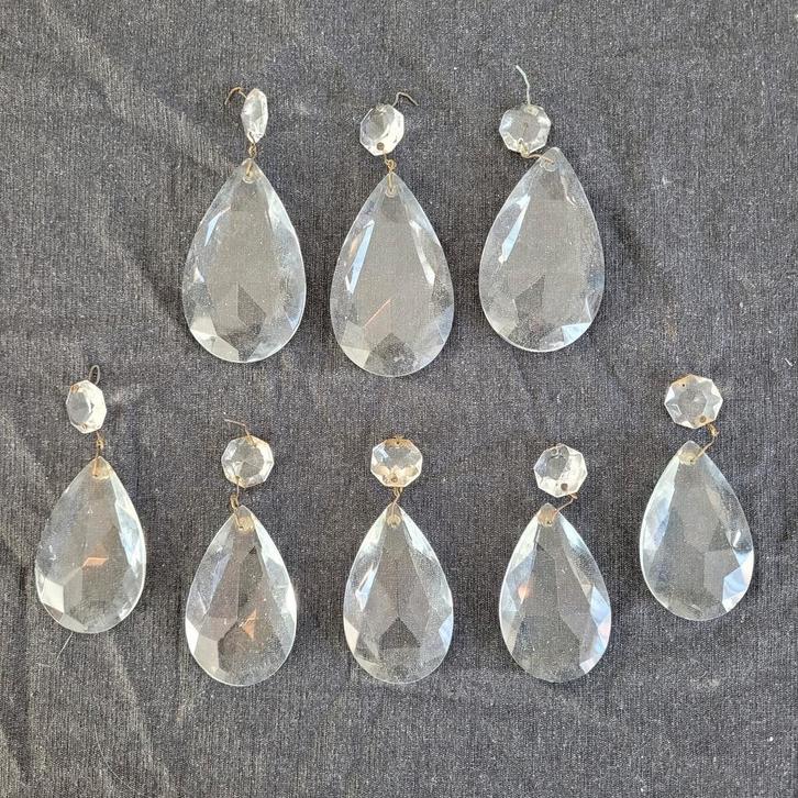 8 grote pegels diamant druppels onderdelen kroonluchter, Huis en Inrichting, Lampen | Kroonluchters, Zo goed als nieuw, Ophalen of Verzenden