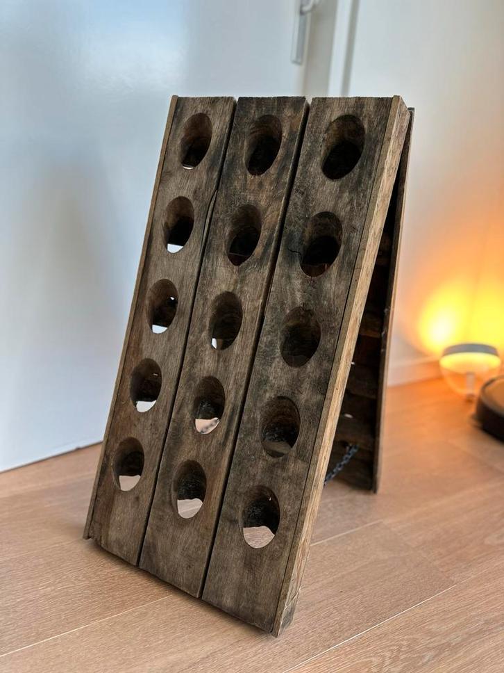 Authentiek Houten Wijnrek / Champagnerek - 30 flessen, Huis en Inrichting, Woonaccessoires | Wijnrekken, Gebruikt, 50 tot 75 cm