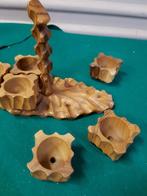 Eierdoppen 6 stuks van hout in houten houder, Verzamelen, Ophalen of Verzenden