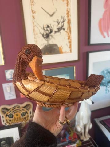 Vintage Riet Eendenmand - Boho Decoratie beschikbaar voor biedingen
