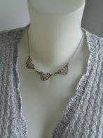 zilveren filigrain ketting met makasiet [518], Verzenden, Zo goed als nieuw, Met kristal, Zilver