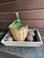 Brocante gist fles met rotan, Antiek en Kunst, Curiosa en Brocante, Ophalen of Verzenden