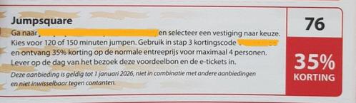 Jumpsquare 35% kortingsbon, Tickets en Kaartjes, Kortingen en Cadeaubonnen, Drie personen of meer, Overige typen, Kortingsbon
