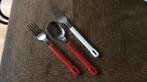 Ikea vintage bestek 3x uit de jaren 80. Rood/wit heft, Ophalen of Verzenden