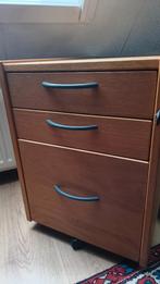 Ikea vintage houten bureau 3-ladenkastje, Huis en Inrichting, Ophalen, Met wielen, Gebruikt