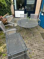 Metalen tuinset - 4 stoelen, tafel en karretje, Ophalen, Zo goed als nieuw, Overige materialen, 2 zitplaatsen