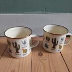 Lucky Vintage Gift Republic emaille set mokken cactussen, ., Ophalen of Verzenden, Zo goed als nieuw, .